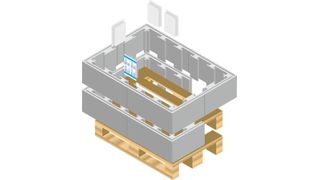 Die Grafik zeigt die L-förmigen Aufsteckrahmen und einen Passivkältespeicher Icecatch Solid Insulated. (Eutecma)