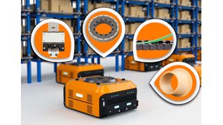 Autonom durch die Fabrik: Fahrerlose Transportsysteme bewegen 24/7 Waren in der Fabrik. Schmier- und wartungsfreie Motion Plastics von Igus sorgen dabei für Gewichtseinsparung und erhöhte Ausfallsicherheit. (Igus)