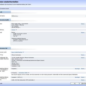Image statt Dateipfad: Eine Sicherung wird für den Start als VM vorbereitet.