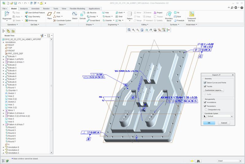 PTC bietet mit dem PTC Creo Interface for JT eine JT-Schnittstelle an, die Struktur-, Geometrie- und Visualisierungsinformationen aus JT in das PTC-CAD-System einlesen und wieder im JT-Format abspeichern kann. (Bild: PTC)
