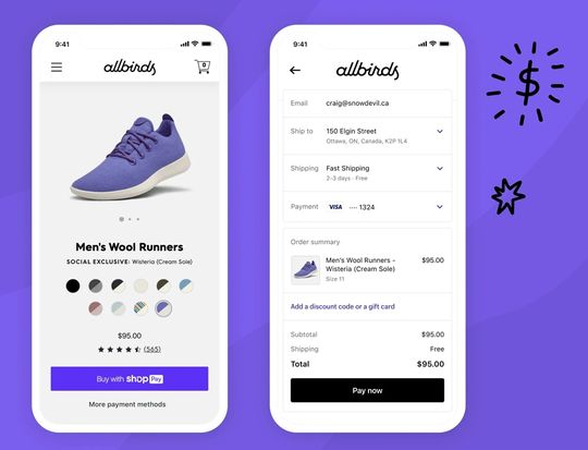 Shop Pay: So sieht eine Bestellung mit einem Klick aus.(Bild:  Shopify)