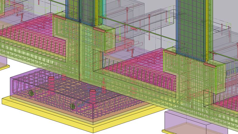 Einzelfundament mit Bewehrung in Tekla Structures. (Bild: PGG Gerstner)