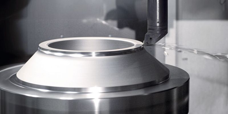 Der optional integrierbare Drehrundtisch DDT (Direct Drive Turning) erreicht Drehzahlen von bis zu 700 Umdrehungen pro Minute. Damit lassen sich in einer Aufspannung neben der simultanen 5-Achs-Bearbeitung auch Drehoperationen erledigen. (Bild:  Heller)