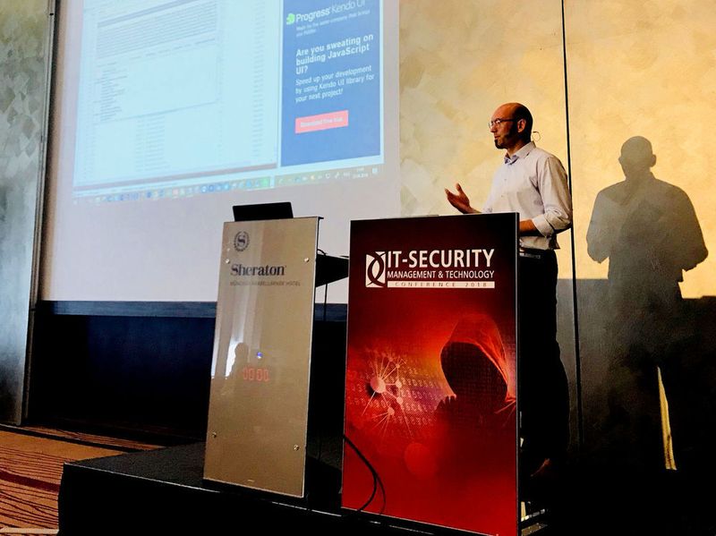 Tech-Session und Live-Demo in einem: Stefan Cink (Net at Work) über Cipher Suites und Verschlüsselung auf der IT-Security Management & Technology Conference 2018 in München. (Vogel IT-Akademie)