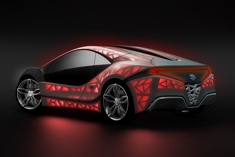 Die spinnennetzartige Fahrzeugstruktur ist mit einem leichten, wasserdichten und elastischen Stoff von Jack Wolfskin überzogen. (Foto: Edag)