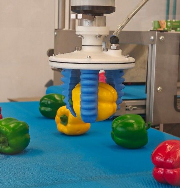 For the final, additively manufactured gripper base, SoftGripping chose PA 2200, a material based on polyamide 12 (PA12). It offers balanced mechanical properties and high load-bearing capacity, making it ideal for robust gripper solutions with integrated pneumatics.(Source:  SoftGripping GmbH)