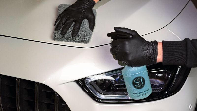 Das Auftragen beginnt mit der Reinigung der Oberfläche. Im beschriebenen Fall mit zwei verschiedenen Mitteln. (Bild: Servfaces)