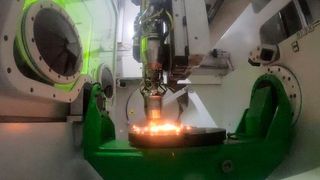 3D printing of metal in the DED (direct energy deposition) build-up welding process  (MT Aerospace)