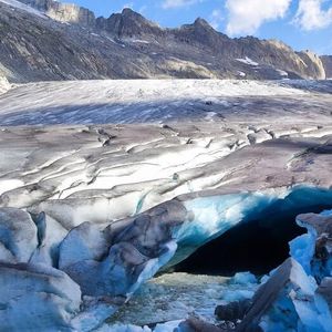 The tongue of the Rhône Glacier, canton Valais with an impressive glacier gate.(Source:  M. Huss)