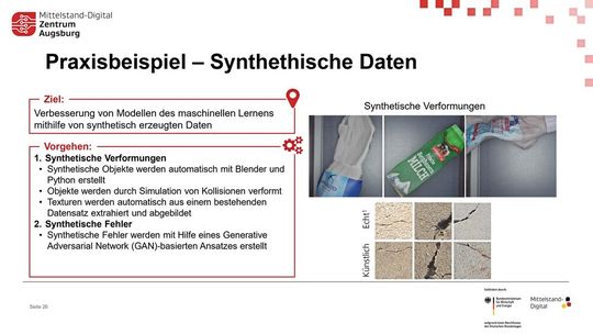 Synthetische Daten: Simulation verformter Objekte und Erzeugung künstlicher Defekte mittels generativer Netze zur Ergänzung von Trainingsdaten.(Bild:  Sebastian Maier, Fraunhofer IGCV)