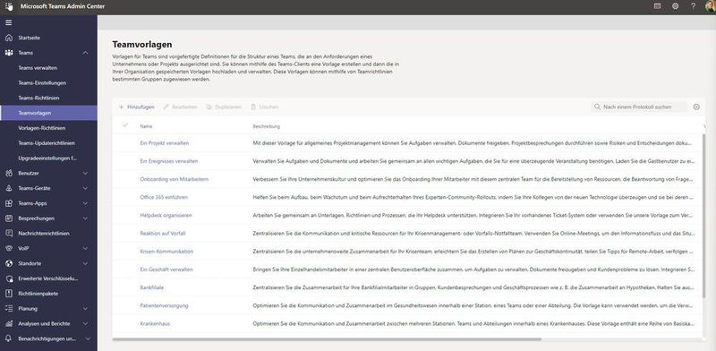 Teams-Vorlagen ermöglichen das Vorgeben von Einstellungen für neue Teams und das Integrieren von Apps. (Joos / Microsoft)