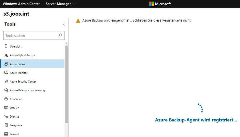 Nachdem alle Daten eingegeben wurden, erfolgt die Konfiguration von Azure Backup. (Joos/Microsoft)