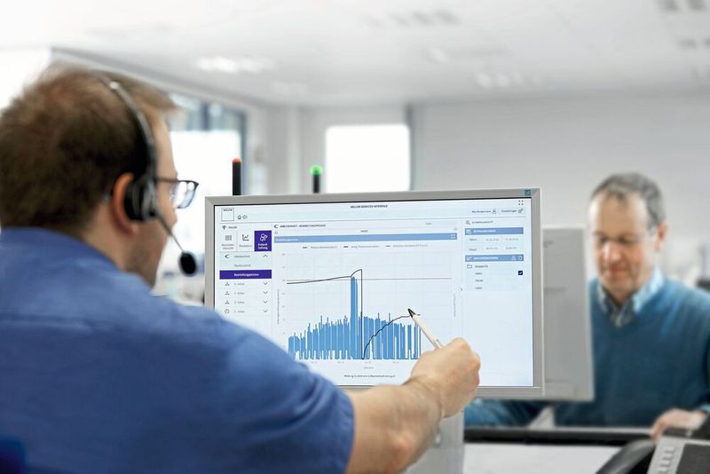 Das Modul Heller-4-Services bildet die Basis für Auswertungen und Statistiken und unterstützt die Reduzierung von Maschinenausfallzeiten. (Heller)