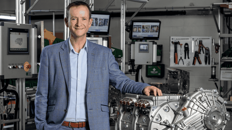 AEM boss James Widmer with the SSRD engine.(Image: Advanced Electric Machines)