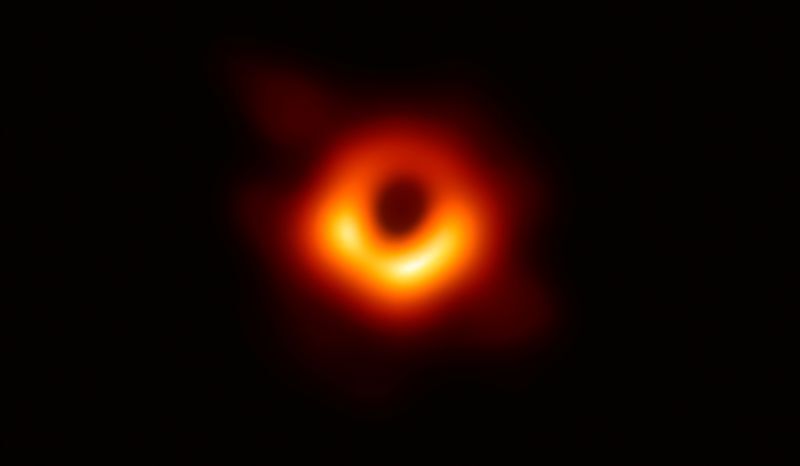 Scientists have obtained the first image of a black hole, using Event Horizon Telescope observations of the center of the galaxy M87.  (Event Horizon Telescope)