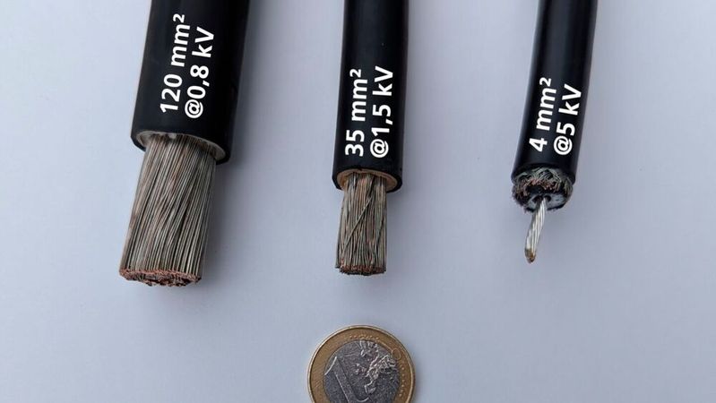 Increasing the voltage reduces the cable cross-sections and therefore the copper requirement considerably.(Image: Fraunhofer ISE)