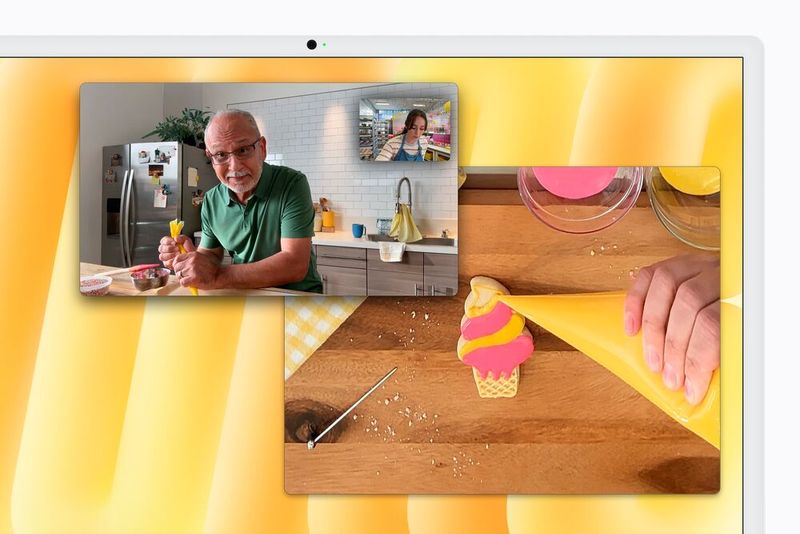 Über die Schreibtischansicht ist es möglich, den Arbeitsbereich aus der Vogelperspektive zu teilen, was zum Beispiel bei Lehrkräften oder Kreativen sinnvoll eingesetzt werden kann.  (Bild: Apple)