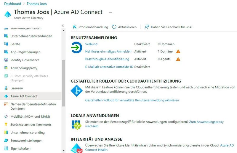 Der Azure AD-Anwendungsproxy unterstützt auch SSO-Szenarien, zusammen mit Azure AD Connect. (Joos)