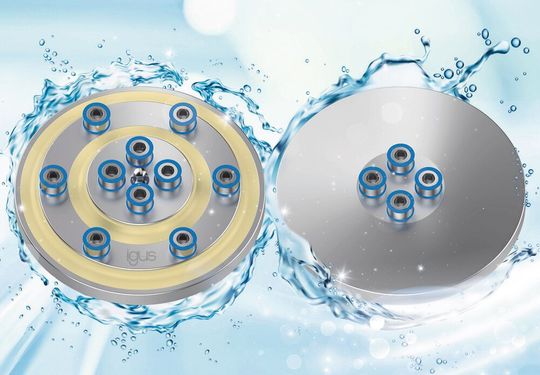 Prête à monter, sans graisse et en design hygiénique, la nouvelle couronne d'orientation PRT peut maintenant rester dans les applications en contact avec des produits alimentaires pendant le nettoyage. Prête à monter, sans graisse et en design hygiénique, la nouvelle couronne d'orientation PRT peut maintenant rester dans les applications en contact avec des produits alimentaires pendant le nettoyage.