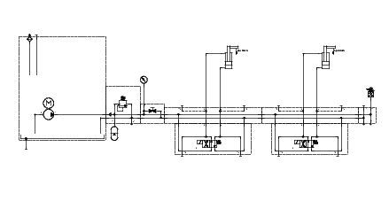 Schaltbild eines Spannaggregats mit zwei 4/2-Wege-Ventilen für zwei doppeltwirkende Spannzylinder.(Bild:  HAWE Hydraulik SE)