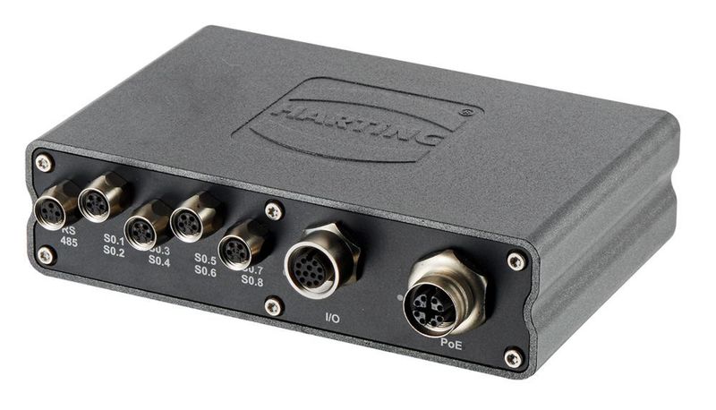 Neu bei Harting: Das Open Computing System „MICA“ ist eine kleine Recheneinheit zum Zwischenspeichern, Auswerten und Verarbeiten von Daten im direkten Umfeld von Maschinen, Anlagen und Fahrzeugen. Das System ist kleiner als ein Industrie-PC und soll mit Schutzart IP67 voll industriefähig sein.  Halle 3, Stand 350 (Harting Deutschland, StudioFreund)