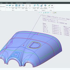 Creo 11 erweitert die Funktionen für die Definition von Gewebelagen in Composite-Bauteilen: Übereinanderliegende Lagen werden in unterschiedlichen Farben dargestellt, so dass sie sich beispielsweise in der Schnittansicht gezielter auswählen lassen.(Bild:  PTC)