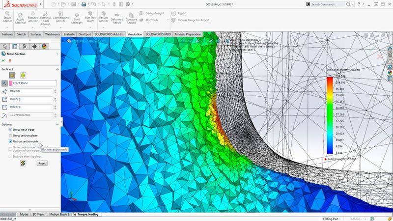 Bei der Strömungssimulation wurden die Steuerung der Netzverfeinerung verbessert und die  Anpassung der Solver-Geschwindigkeit beschleunigt. (Bild: Solidworks)