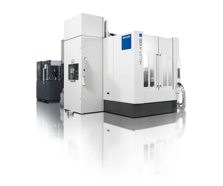 Mit dem 4-Achs-Bearbeitungszentrum H 4500 stellt Heller ein Maschinenkonzept mit kleinem Bauraum vor, das auf robuste Prozesse ausgelegt ist. (Bild: Heller)