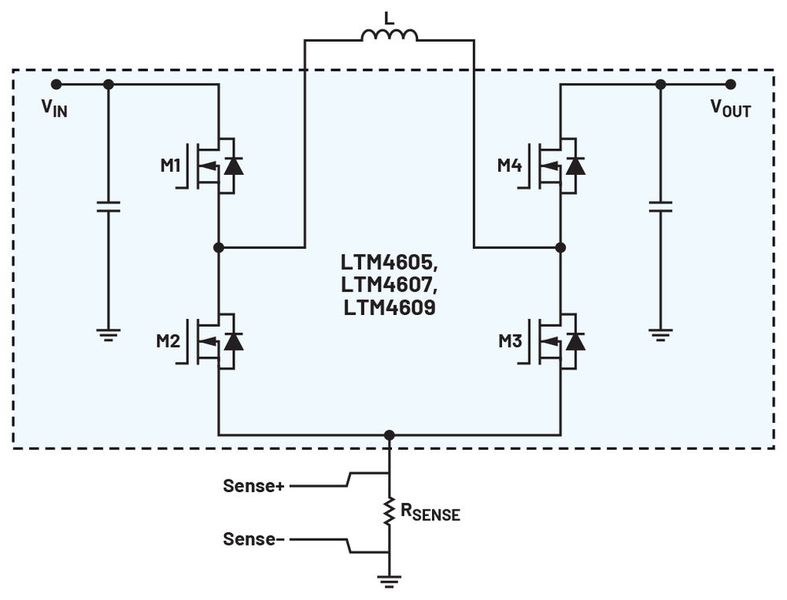 Figure 2: The LTM4607 power stage schematic (Source: Analog Devices)