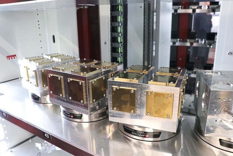Die Paletten von Leiko sind hier bereits mit Werkstückrohlingen für Uhrenplatinen beladen. (Bild: Kern Mikrotechnik GmbH)
