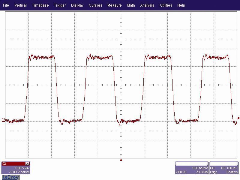 Figure 1:System 
clock 
40 MHz measured before the clock-distribution; all clock-lines are active terminated point-to-point 
connections (Archiv: Vogel Business Media)