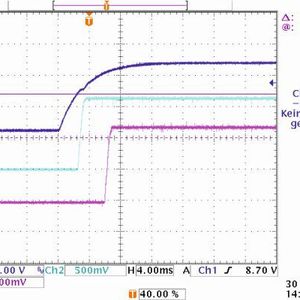 Bild 2: Oszillogramm mit der Einschaltreihenfolge Core-Spannung vor IO-Spannung.(Bild:  Texas Instruments)
