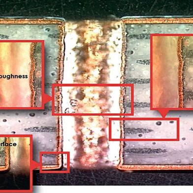 Cross-section: The sectional view shows what the substrates look like inside. Fill materials, such as in Rogers RO4730G3, are adjusted so that they do not alter the properties of the antennas. (Image:Rogers Corporation)