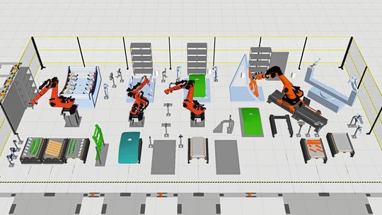 Automatisierte Montage-/Fügeprozesse bzw. Logistik von Flugzeugtüren.(Bild:  Fraunhofer IWU)