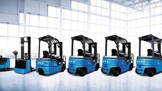 Modellpalette der neuen Elektrostapler in Lithium-Eisenphosphat-Batterie. (Bild: BYD)