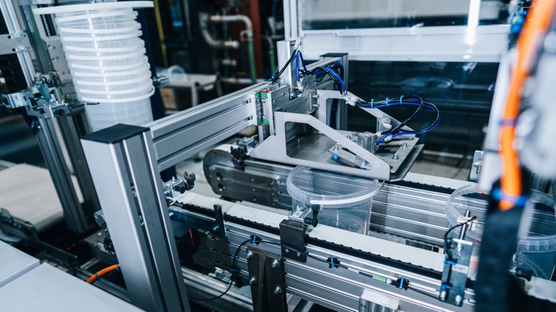 Der Henkelautomat wurde speziell dafür konzipiert, Eimer mit Henkeln zu versehen und sie anschließend effizient zu stapeln.(Bild:  4-mation BV)