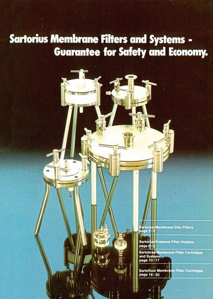 Process filtration portfolio dating from 1979 (Sartorius)