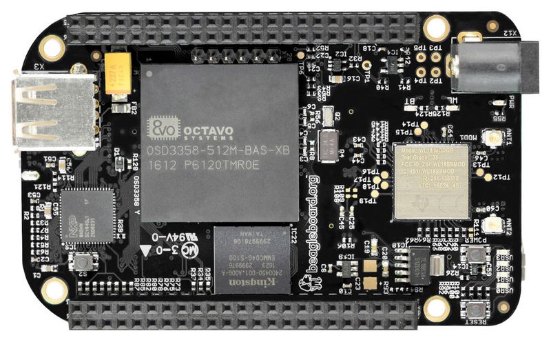 Das BeagleBone Black Wireless (BBBWL-SC-562) ist der neueste SBC der BeagleBone-Reihe. Neu ist das im Board integrierte 802.11 b/g/n 2.4GHz Wi-Fi, das den 10/100 Ethernet-Anschluss ersetzt.  (Bild: BeagleBoard)