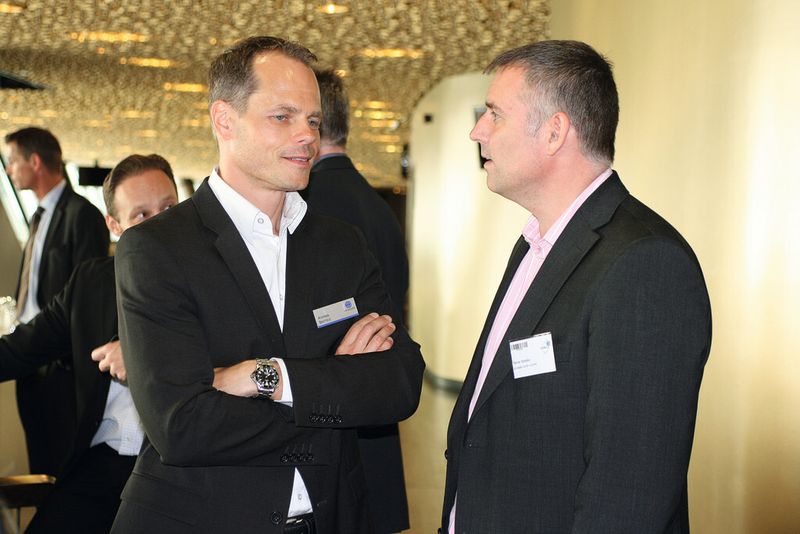 Andreas Bechtold, Geschäftsführer von Infinigate Deutschland  im Gespräch mit Reiner Sztasko von pl coteam. (Archiv: Vogel Business Media)