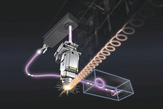 LBC-Verfahren (Locus Beam Control): Mit Spiegeltechnologie kann der Laser eine breitere Schnittfuge lasern, ohne dass seine extrem hohe Energiedichte reduziert wird. Interessant ist der Kerf-Control-Modus. Hier verbreitert LBC die Schnittfuge durch die Strahlbewegung. Amada gibt an, dass die Schnittfuge bis zu 2,3-mal breiter als bei einem konventionellen Faserlaser eingestellt werden kann.(Bild:  Amada)