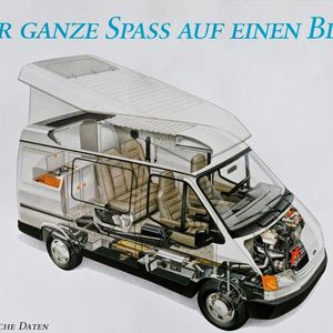 Anders als der VW-Bus bot der Transit klassische Antriebstechnik mit Frontmotor und Heckantrieb per Starrachse. Die Dieselmotoren waren robust, kannten den Begriff Laufkultur allerdings nicht mal vom Hörensagen.(Bild:  Ford)