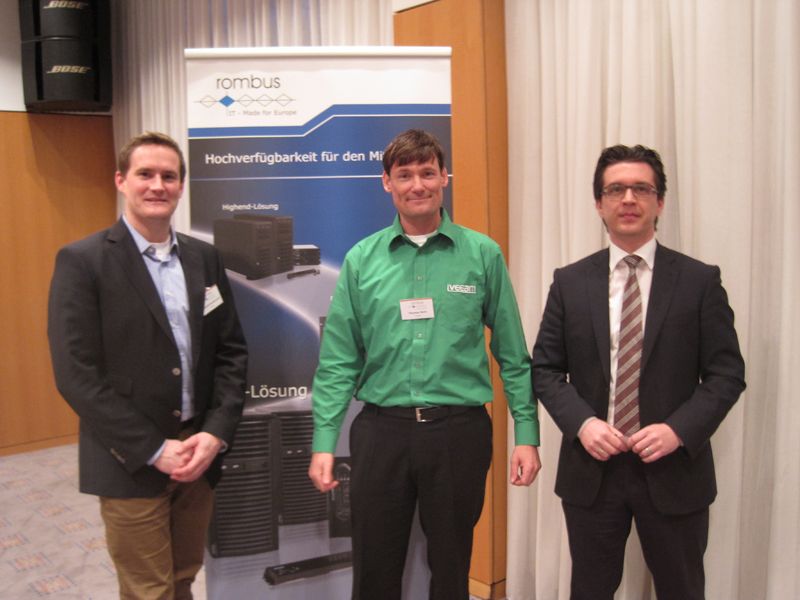 „Modern Data Protection“ mit Hendrik Bardowicks (l.), Thomas Behr (m.) und Sebastian Lacour (alle Veeam) (rombus / IT-BUSINESS)