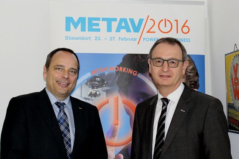 VDW's Director Exhibitions Christoph Miller (left) and Executive Director Dr. Wilfried Schäfer are convinced that Metav's new concept will work out and lead to full exhibition halls in February. (Source: Schulz)