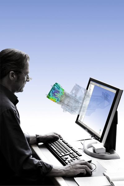 Am Bildschirm werden Produktideen und Optimierungspotentiale zeit- und kosteneffizient ausgelotet und umgesetzt. (Bild: Cadfem)