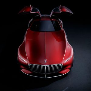 An den großen Flügeltüren sitzen als Kameras ausgeführte Außenspiegel. Hinter den Türen ...(Bild:  Daimler)