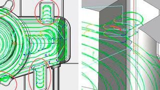 Die Volumill-Werkzeugpfade: trochodiale Werkzeugwege sorgen für eine weiche und kontinuierliche Tangentenbewegung was zu gleichmäßiger Spanbildung führt. (encee CAD/CAM und 3D Drucker Systeme)