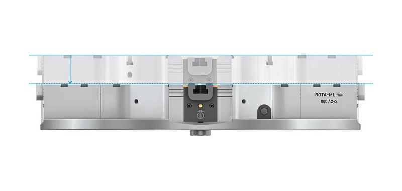 Die flache Bauweise des Rota-ML flex 2+2 ermöglicht die prozesssichere Bearbeitung größerer und schwererer Werkstücke. (Bild: Schunk)