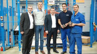 V.l. Sergio Cabanillas, Projektverantwortlicher, Hans-Peter Lehmann, Damiano Casafina (Röhm), Michael Schütz, Markus Zenger (Biral). (Bild: Röhm)