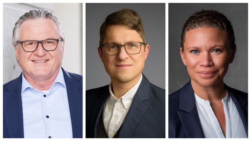 Von links: Wolfgang Sochor (CEO Hawe Hydraulik), Stefan Rohrmoser (Leiter Marketing & Vertrieb Smart Buildings/Smart Power für ABB Elektrifizierung, Deutschland) und Jessica Bethune (Vice President Industrial and Process Automation DACH bei Schneider Electric).(Bild:  Hawe, ABB, Schneider Electric)