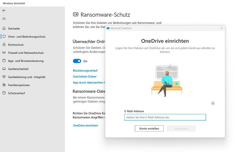 OneDrive kann für den Schutz gegen Ransomware in Windows 10 und Windows 11 genutzt werden. (Bild: Joos)